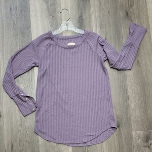 Chaser Waffle Knit Thermal Long Slewved Purple Sweater for Women Size Small